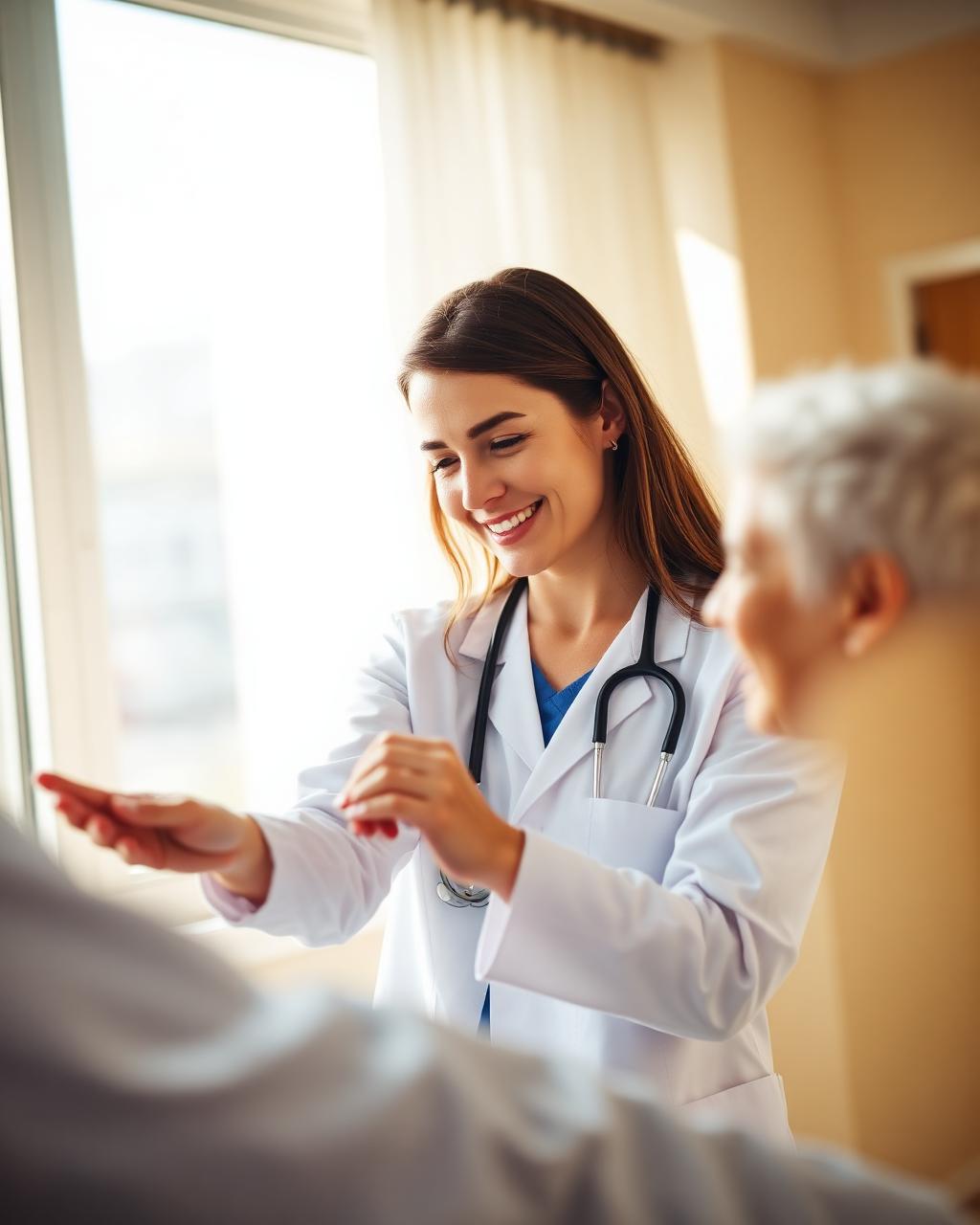 Doctor holding patient's hand